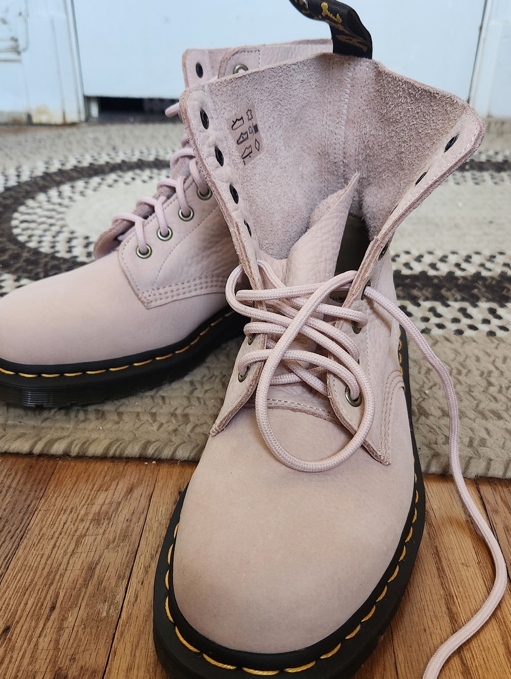 Dr. Martens Leather 1460 Pascal Lace-Up Boots in Pale Pink - Picture 8 of 9